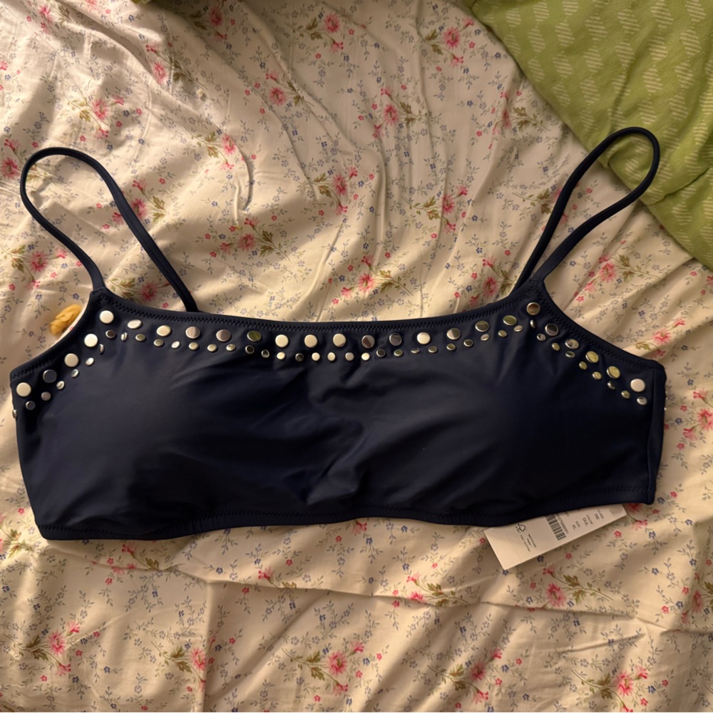 Navy Studded Bralette Swim Top jcrew XL NWT
